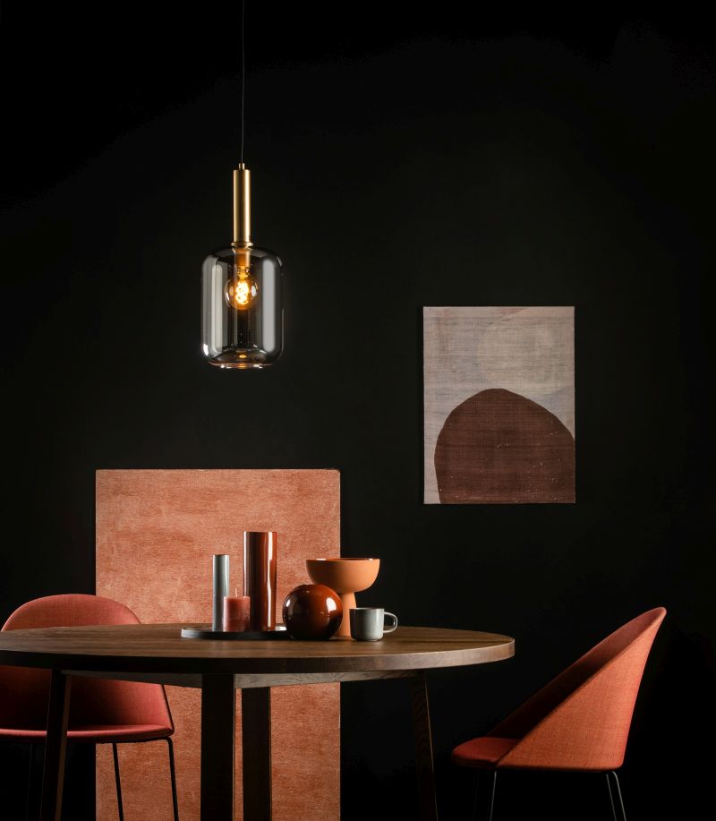 Lucide JOANET - Závesné svietidlo - Ø 22 cm - 1xE27 - Smoke Grey